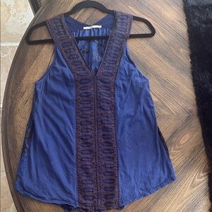 Language Gorgeous Blue and Brown Sleeveless Top Size Large